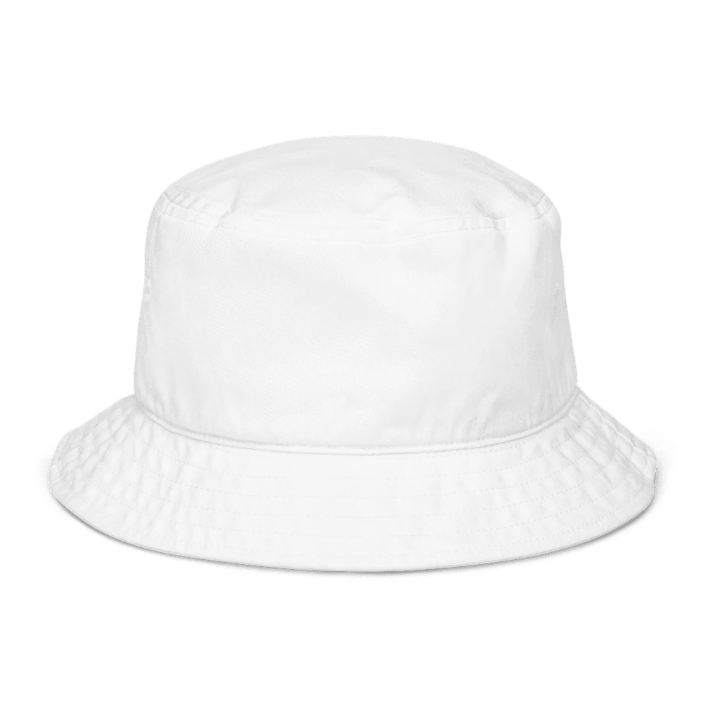 Bucket hat met eigen design — biologisch katoen — Bio wit