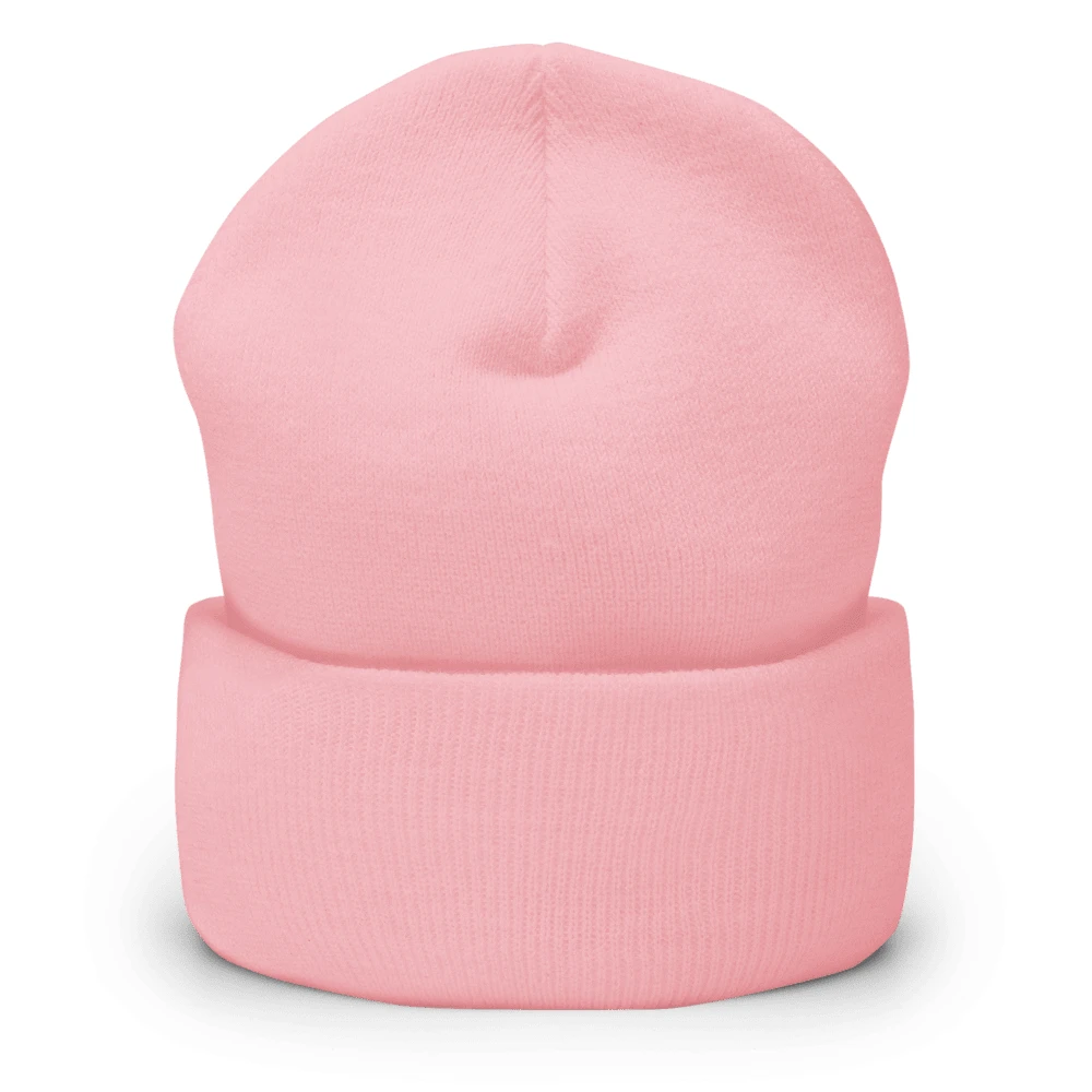 Muts met omslag en eigen design — Baby roze
