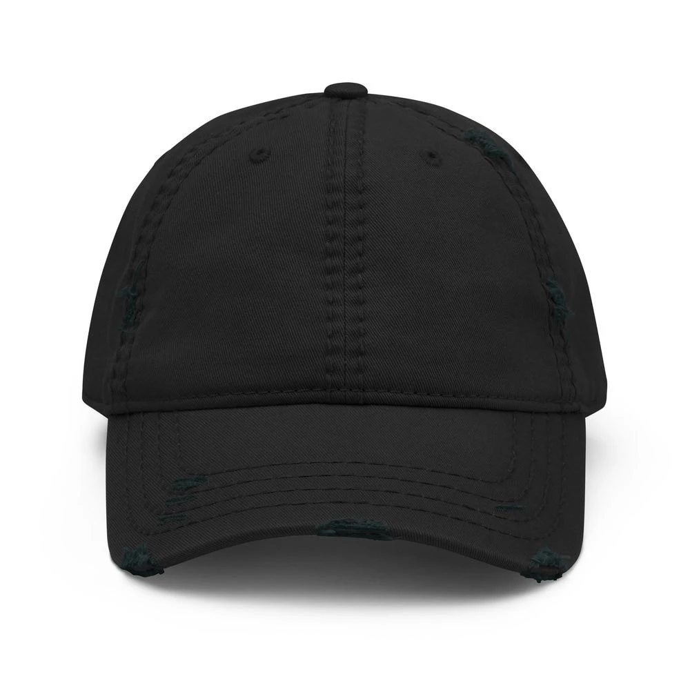Dad cap met eigen design — used look — Zwart