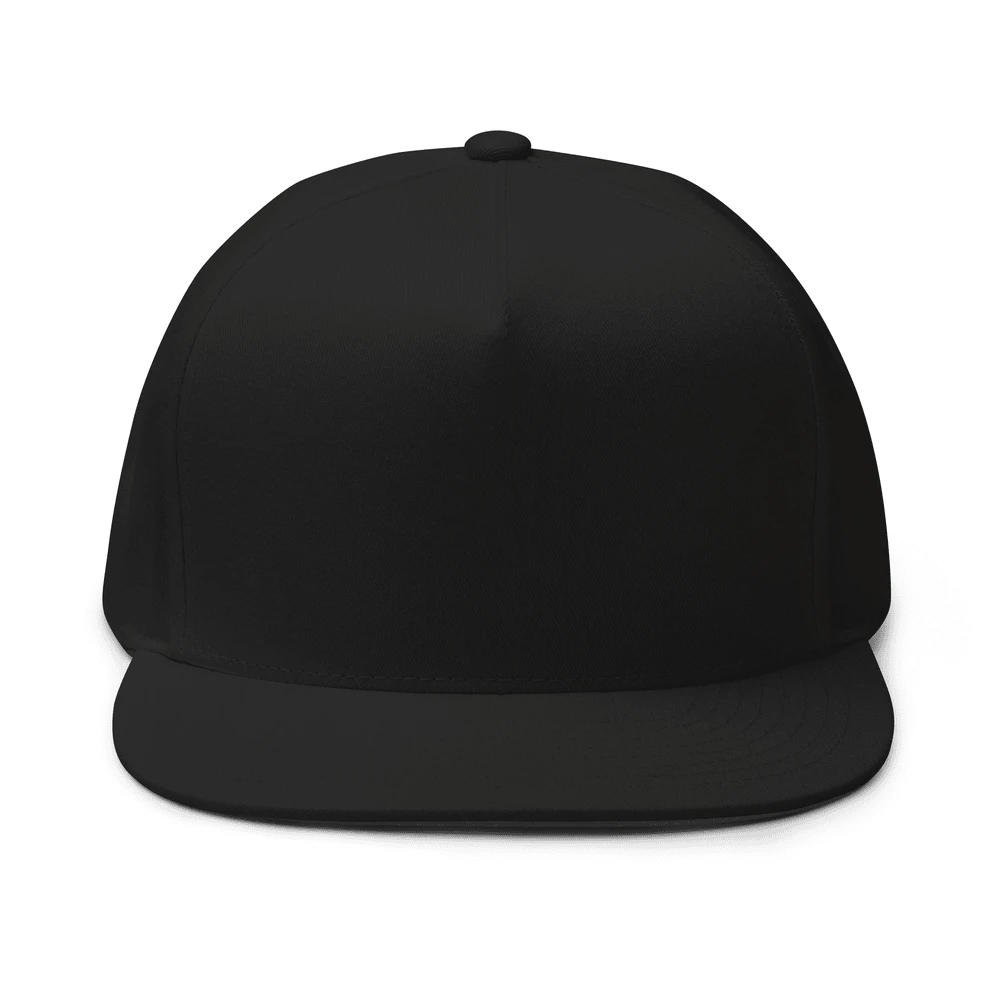 Pet met eigen design — platte klep — Zwart