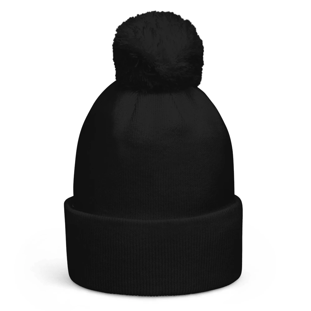 Muts met pompon en eigen design — Zwart